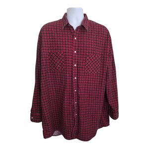 Vintage Ozark Trail Men’s Long Sleeve Button Up Flannel Red Plaid Shirt Size 2XL